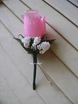 Pink~Open Rose Pin Corsage~Wrist~Boutonniere~wedding~Prom~party~Ouinceanera  - Image 1 of 4