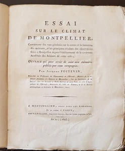 ESSAI SUR LE CLIMAT DE MONTPELLIER de Jacques POITEVIN. édité en 1803. - Imagen 1 de 11