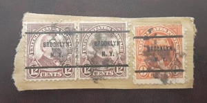 US 1931 12c 693 Cleveland Pair 1927 9c 641 Jefferson Precancels On Piece 2817 - Picture 1 of 2
