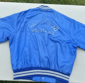 VTG Satin Duluth, MN Clyde Iron Nylon Jacket Blue No Tag Men’s L Rust Belt Steel - Picture 1 of 24