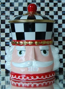 NUTCRACKER mackenzie check COOKIE JAR inspired NEW black checkered style - Picture 1 of 4