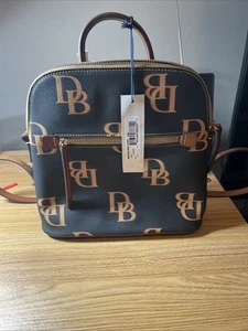 NWT $278 Dooney & Bourke Signature Monogram Small Backpack Brown Tmoro - Picture 1 of 11