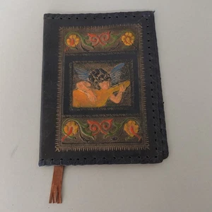 Vintage Leder geprägtes Journal Cover Engel blaue Cherubs buntes Lesezeichen - Bild 1 von 7
