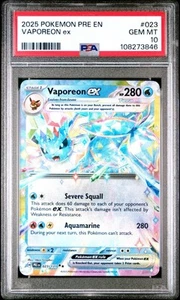 2025 POKEMON PRE EN-PRISMATIC EVOLUTIONS #023 VAPOREON EX PSA 10 - Picture 1 of 3