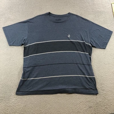 Volcom Shirt Mens XXL Blue Striped Crewneck Short Sleeve Casual Tee - Image 1 of 4
