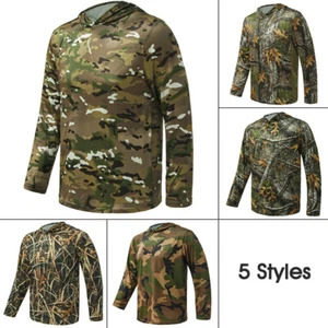 Outdoor Camouflage Sunscreen Hoodie Fishing Hiking Watching T-shirt. - Picture 1 of 24