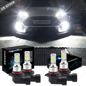 4x 9005 9006 LED Combo Headlight Bulbs High Low Beam Kit 6500K Xenon Super White - Picture 1 of 9