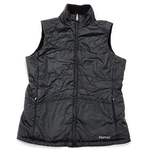 Marmot Reversible Quilted Puffer Vest Womens M Black Full Zip Jacket Outerwear - Picture 1 of 14
