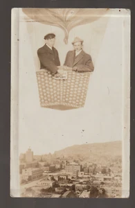 Salt Lake City UTAH RPPC c1910 STUDIO PROP Birdseye View BALLOON Airship UT - Picture 1 of 2