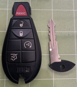 USED ORIGINAL JEEP 08-13 OEM FOBIK KEYLESS REMOTE START FOB CUT KEY. - Picture 1 of 4