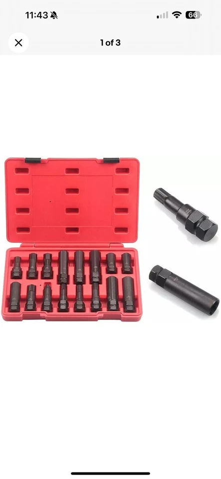 16 Piece SAE Metric Universal Locking Lug Nut Master Key Set Wheel Lock Removal  - Image 1 of 1