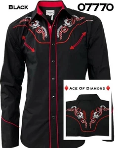 Men's Western Shirt Black Horseshoe Embroidered Camisa Vaquera Bordada sz small - Picture 1 of 1