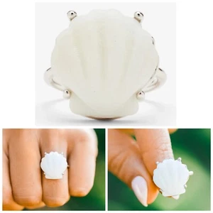 PURA VIDA GRANDE SHELL RING, Silver W/ White Shell,  Size 7, New With Tags! - Picture 1 of 4