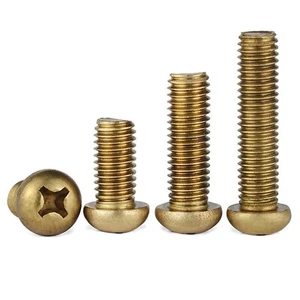 Messing Kreuzschlitz Rund/Pan Head Maschinenschrauben M2 M2,5 M3 M4 M5 M6 M8 Kreuzschrauben - Bild 1 von 12
