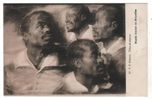 1900s Antique Postcard Male Faces Emotional States Painting by Rubens Old card