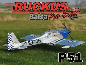 P51 Scheme Pro-Built Balsa Ruckus Kit - IC or Electric Max-Thrust RC Balsa Plane
