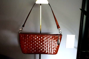 DONALD J. PLINER Brown Basket Weave Design Mini Leather Purse. USA Made. NICE! - Picture 1 of 4