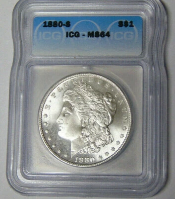 ICG MS64 1880-S Morgan Silver Dollar Gem San Francisco Mint Coin #2847600401 - Image 1 of 2