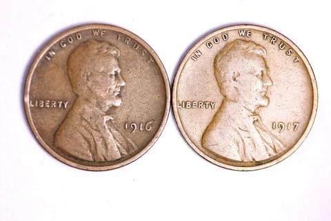 1916 and 1917 Lincoln Wheat Cent Penny (2 COIN LOT) LOWEST PRICES ON THE BAY!  F Cover