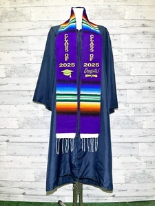 Class of 2025 Sarape graduation sash school stole  wraps Mexican Stole Purple - Picture 1 of 2