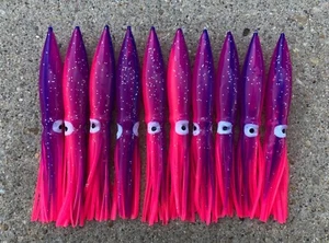 LOT OF 10 6" SHELL BULB SQUID GREAT 4 DAISY CHAIN SPREADER BAR - PINK/PURPLE - Picture 1 of 1