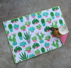 Succulent Cactus Terry Cloth Polyester Absorbent Kitchen Drying Mat - Picture 1 of 1