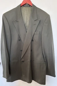 VTG Jacobsons Mens Double Breasted Suit Jacket Coat Blazer Sport 34R Olive Green - Picture 1 of 10