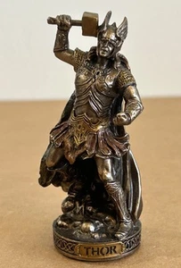 Nordischer Gott Thor Figur Veronese 2018 Fantasy Bronze Platte Skulptur 3 3/8" Statue - Bild 1 von 8