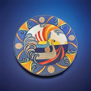 Poole Keramik Wikinger Ladegerät 41 cm bemalt von S.M.Pottinger Des K braun1998 - Bild 1 von 9