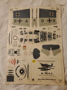 Wilhelmshavener Modellbaubogen Arado AR 196 A-3 Paper Model Vintage New - Picture 1 of 3