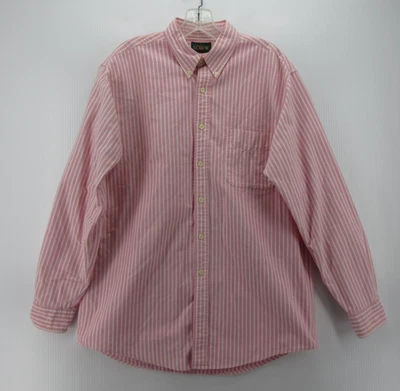 Camisa Vintage J Crew Hombres Grande Rosa Remero Oxford Tela OCBD Rayas Años 90 * Foto 1 de 4