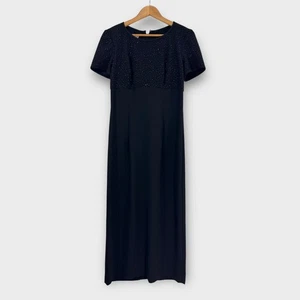 DW3 for David Warren Women’s Size 6 Black Crystal Bodice Midi Vintage Dress - Picture 1 of 13