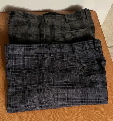 Murano Alex Slim Fit Dress Pants Plaid Trousers 36x32 Modern Comfort 2 Pairs Men - Image 1 of 4