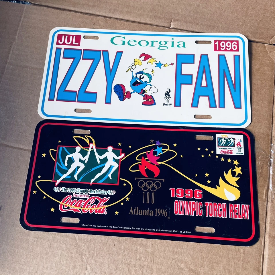 Placas de licencia de relevo de antorcha y Juegos Olímpicos de Atlanta, Georgia 1996 Foto 1 de 2