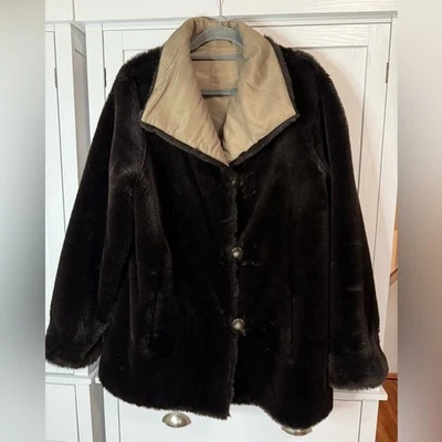 Chaqueta Abrigo Mujer Vintage J Percy Marvin Richards Reversible Imitación Piel M Marrón Foto 1 de 4