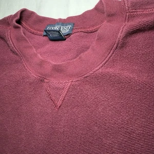 Sudadera Lands End Para Hombre Texturizada Cuello Redondo Borgoña Talla Grande Informal Clásica - Imagen 1 de 8