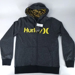Hurley Pacsun Hoodie Jacket Mens Medium Gray Black Leopard Print Y2K Skater 90s - Picture 1 of 8