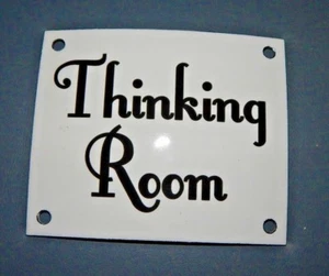 "THINKING ROOM"" Baño Oficina Biblioteca Esmaltado Metal Montaje en Pared Letrero de Novedad - Imagen 1 de 3