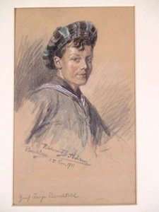 RICHARD B. ADAM 1873-1937 MÜNCHEN Ritratto di bambino "Conte Berchtold" Buchlau/Vienna - Foto 1 di 12