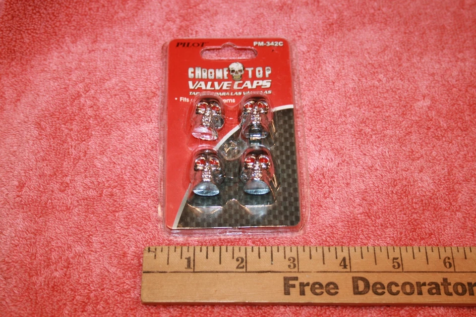 Pilot PM-342C Chrome Skull Top Valve Caps  - Image 1 of 1