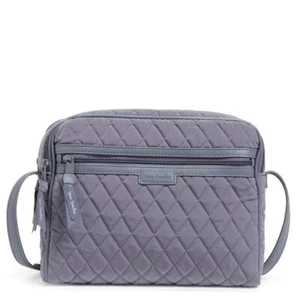 Vera Bradley CROSSBODY Bag Trimmed in Microfiber Zip Closure Carbon Gray Print - Picture 1 of 6