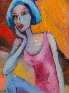 Original Framed Art Portrait Oil Painting on Canvas 17" x 13" - Picture 1 of 6