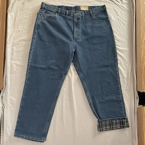 CARHARTT 46 X 32 MEN’S RELAXED-FIT STRAIGHT-LEG FLANNEL LINED JEANS B172 DST NWT - Picture 1 of 11