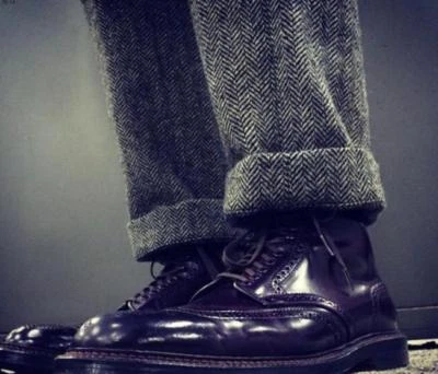 Hombres Retro Pantalones Espiga Mezcla Lana Pantalones Invierno Británico Pantalón Recto Foto 1 de 4