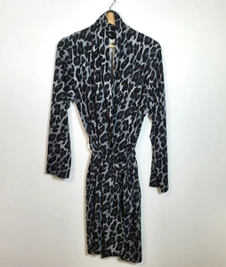 Natori Leopardo Animal Print Gris Talla M Bata Cintura Corbata Cinturón Tejido Prendas para dormir Salón - Imagen 1 de 6