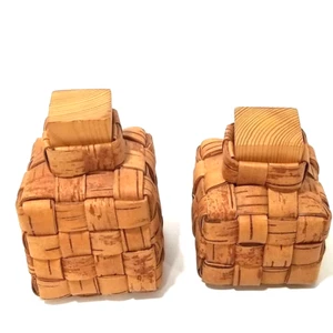Sami Saami 2 Birch Bark Hand Woven Containers Handmade Decor Collectible Sweden - Picture 1 of 11