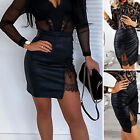 Bodycon Skirt Above Knee Versatile Office Lady Faux Leather Short Skirt Stretchy
