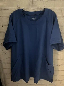 Jockey Scrub Top Solid Blue Crew Neck STRETCH EUC Women's Size 2X - Picture 1 of 6