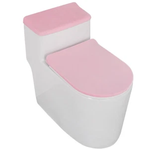 Universal Stretch Velvet Bathroom Toilet Lid Cover and Toilet Tank Lid Cover Set - Picture 1 of 33