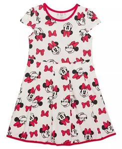 Disney WHITE Little Girls Happy Minnie Bow Short Sleeve Dress, US 6 - Picture 1 of 3